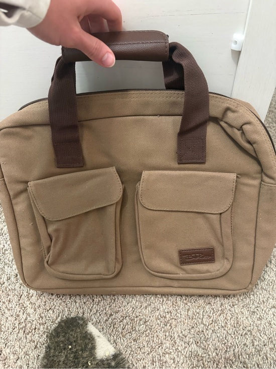 Bella Russo Other - Bella Russo- Canvas Utility Briefcase Tote in Khaki Brown